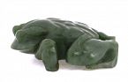 19C Chinese Spinach Jade Carved Toad