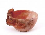 18C/19C Chinese Agate Carved Water Coupe Cup Beast