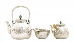 3 Set Japanese Silver Tea Set Teapot Jadeite Top Sg