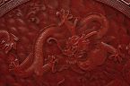 Old Chinese Two Tone Red & Black Cinnabar Lacquer Dragon Box