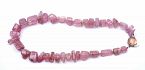 Chinese 14K Gold Pink Tourmaline Carved Carving 20mm Bead Necklace