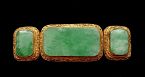 Old Chinese Gilt Bronze Jade Jadeite Carved Carving Belt Buckle