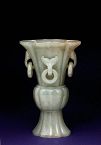 18C Chinese White Jade Carved Animal Rings Vase