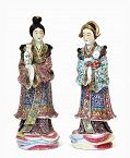 2 Old Chinese Famille Rose Figurine Parent & Baby Sg
