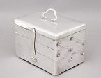 Meiji Japanese Silver 3 Tiers Jewelry Box
