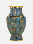 19C Chinese Gilded Cloisonne Enamel Lobe Vase
