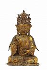 Lg 16C Chinese Ming Gilded Bronze Buddha Quan Yin