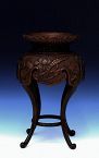 Old Chinese Wood Craved Lotus Footed Stand