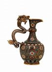 18C Chinese Gilt Bronze Cloisonne Dragon Ewer Pitcher