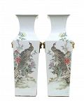 Lg Early 20C Pair Chinese Famille Rose Vase