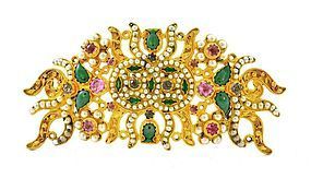 Chinese Openwork 22K Gold Gems-Inlaid Ornament Mk