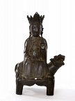 16C Chinese Lacquer Bronze Kwan Yin Buddha Riding Beast