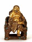 Old Chinese Gilt Famille Porcelain Buddha Chair