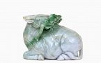 Lg Chinese Apple Green Jade Water Buffalo Carry Linchi