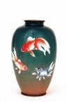 Japanese Kumeno Basse-Taille Cloisonne Goldfish Vase
