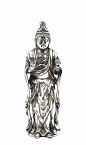 19C Japanese Gilt Silver Kannon Okimono Buddha Quan Yin