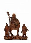 Lg 19C Chinese Bamboo Shoulo & Boy Figurine w Stand