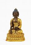 19C Chinese Tibetan Gilt Bronze Repousse Buddha
