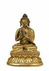 18C Chinese Tibetan Gilt Bronze Buddha Shakyamuni