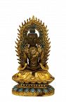 18C Chinese Enamel Gilt Bronze Buddha Quan Yin Figure